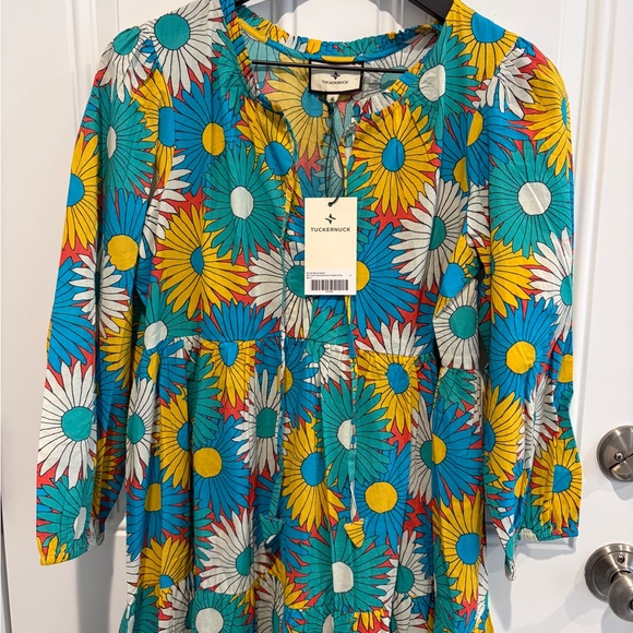 Tuckernuck Salty Paloma Caftan Multi Daisy Long Sleeve Dress NWT Size Small - Picture 5 of 7